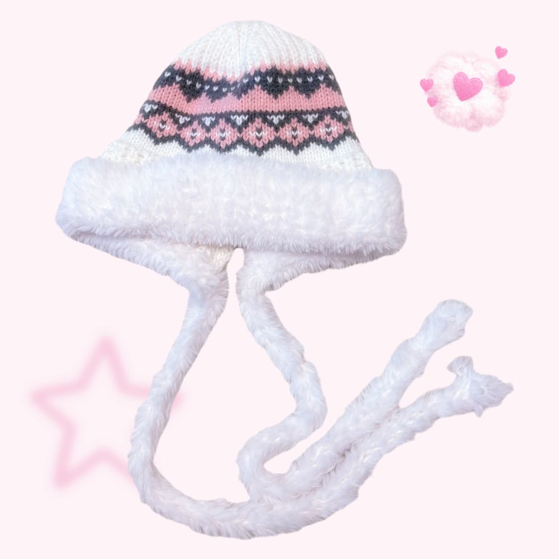 일본 달천깔 생화이트 코위찬 디테일 비니  상품이미지1