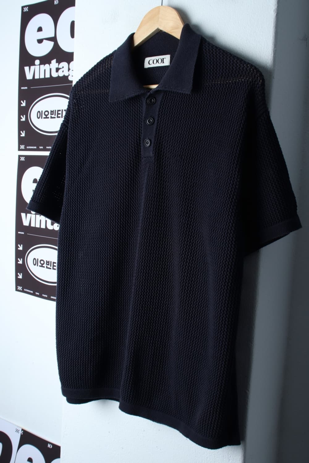 (M-XL) 쿠어 반팔 카라 티셔츠 인기브랜드 니트 네이비-H32068 상품이미지1