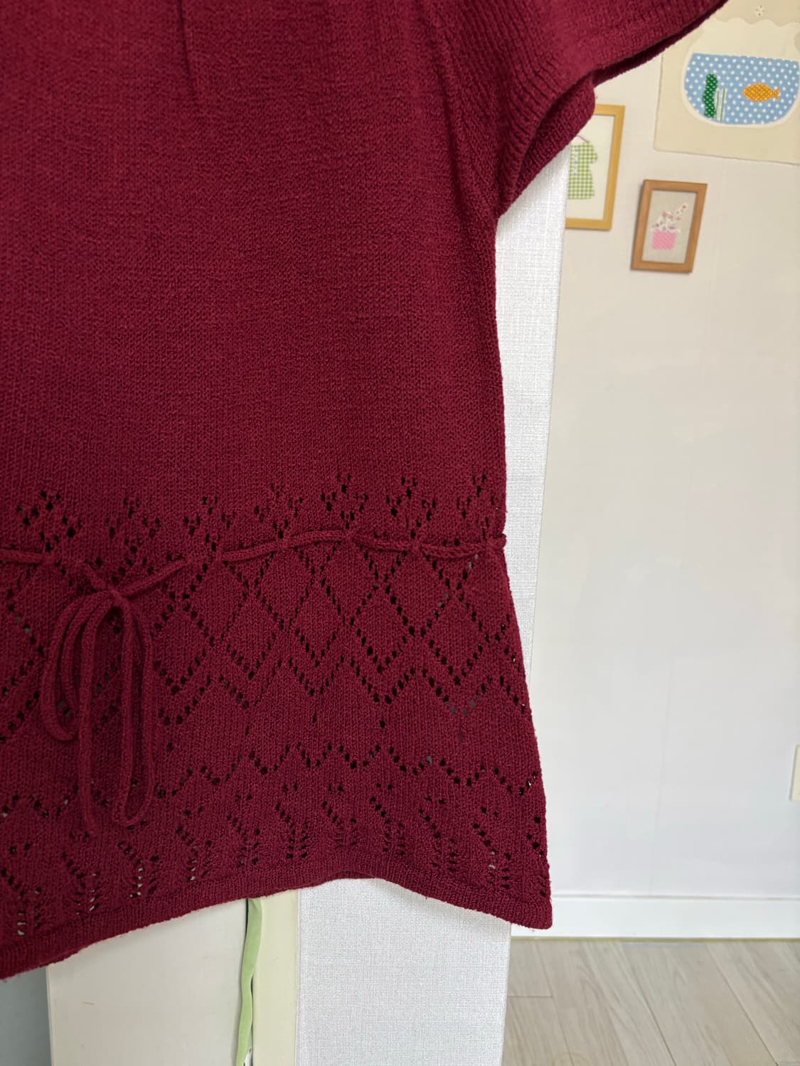 레드 반소매 니트 블라우스 상품이미지2