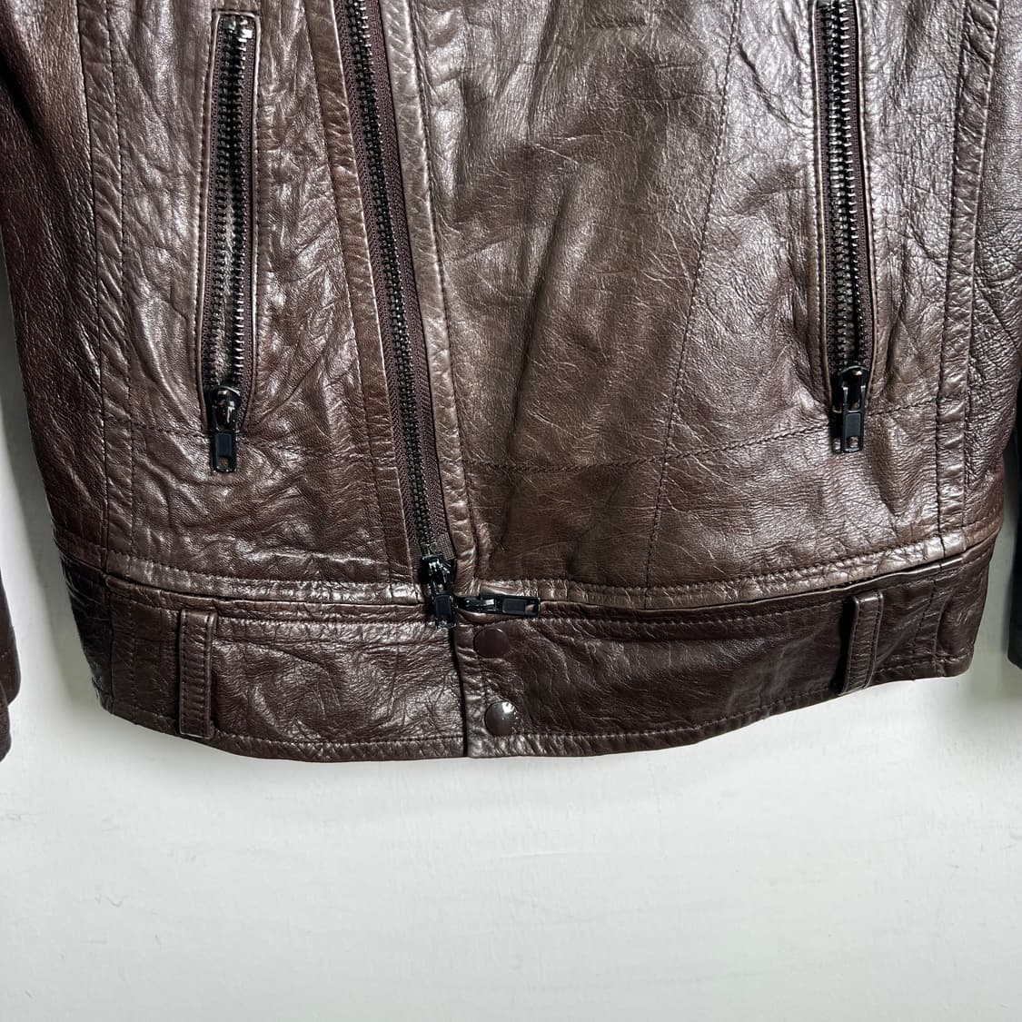 시스템 브라운 양가죽 라이더 자켓 상품이미지4