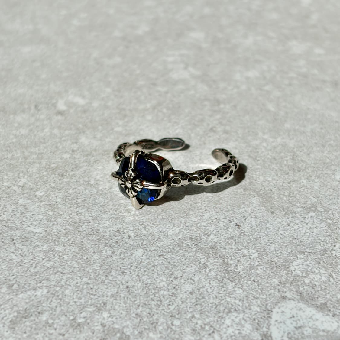 Oribell 크롬 크로스 블루 스톤 925실버 오픈링 슬림 반지 상품이미지3