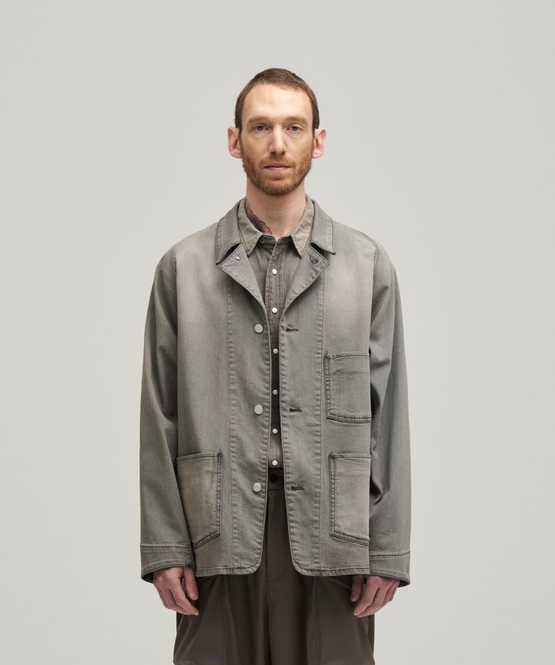 [3] 어나더오피스 이탈리안 데님 커버올 자켓 faded gray 상품이미지1