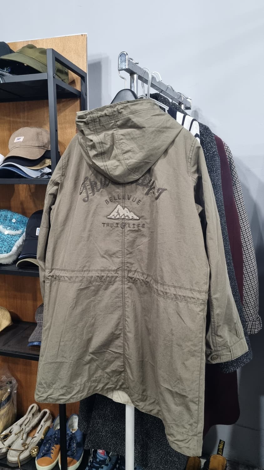 써스데이 아일랜드 공용 카키색 후드야상 국내95 적당 상품이미지4