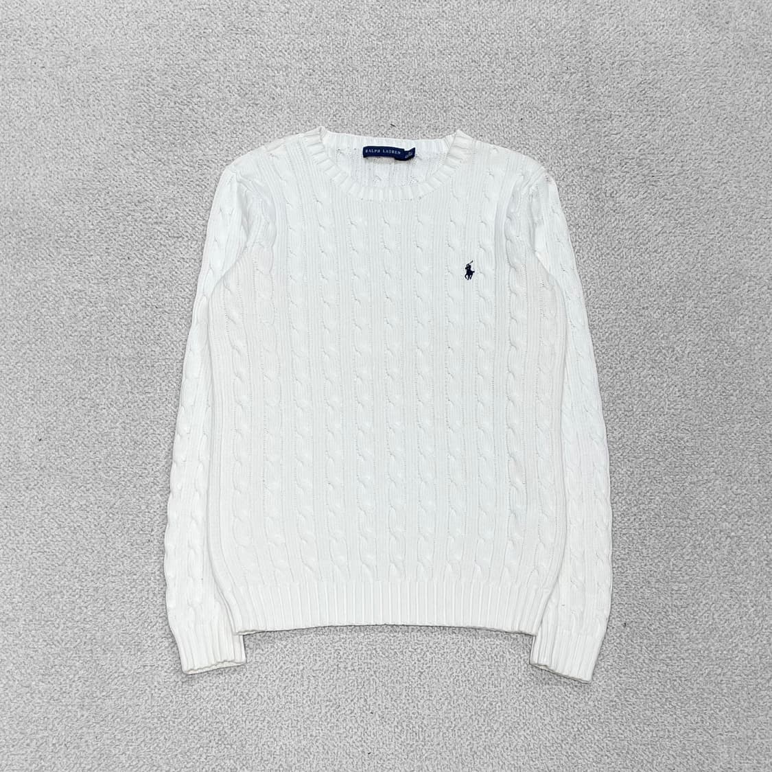 폴로 랄프로렌 포니 로고 케이블 라운드 니트 화이트 상품이미지2