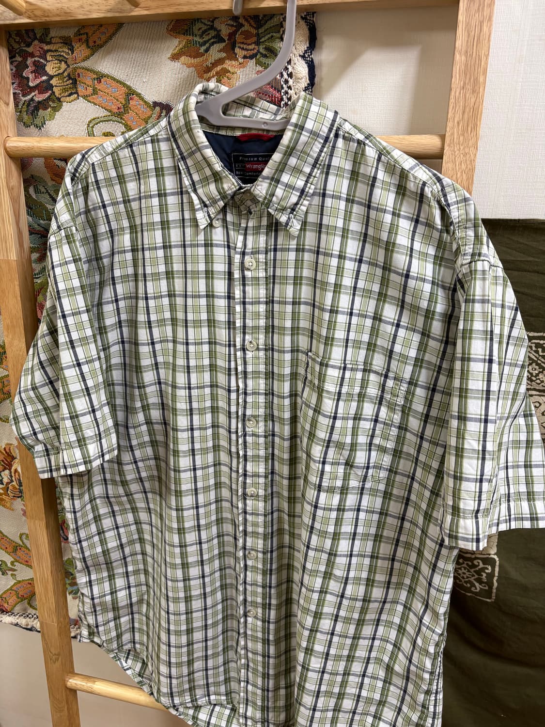 랭귤러 카키 체크 반팔 셔츠 상품이미지2