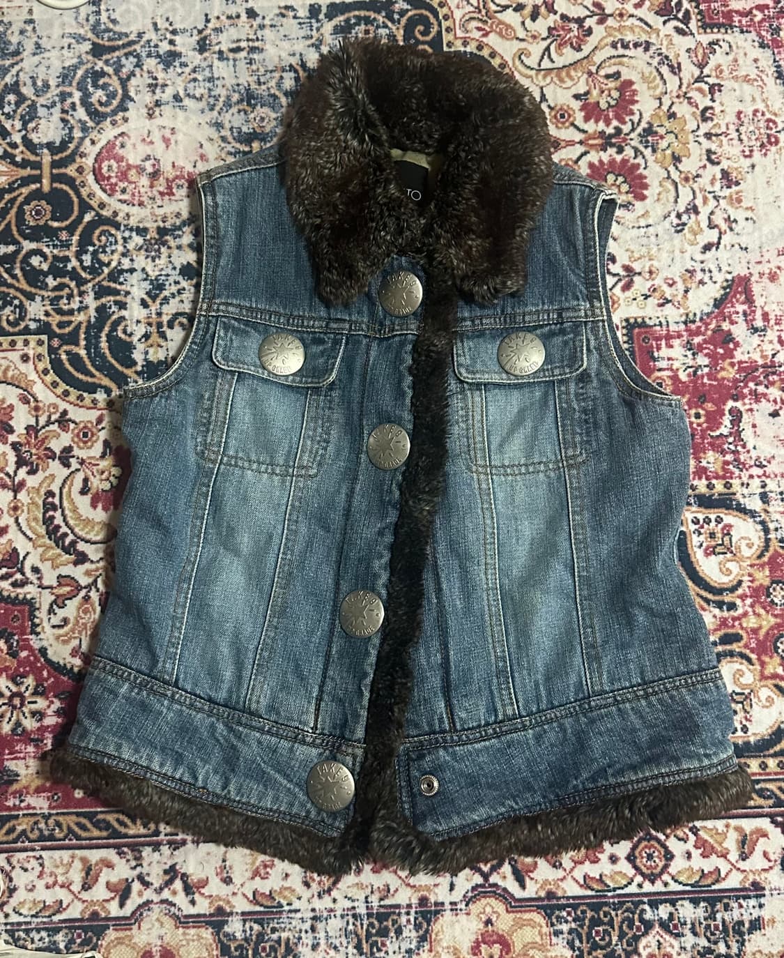 데님 퍼 베스트 (아이브 리즈느낌 상품이미지3