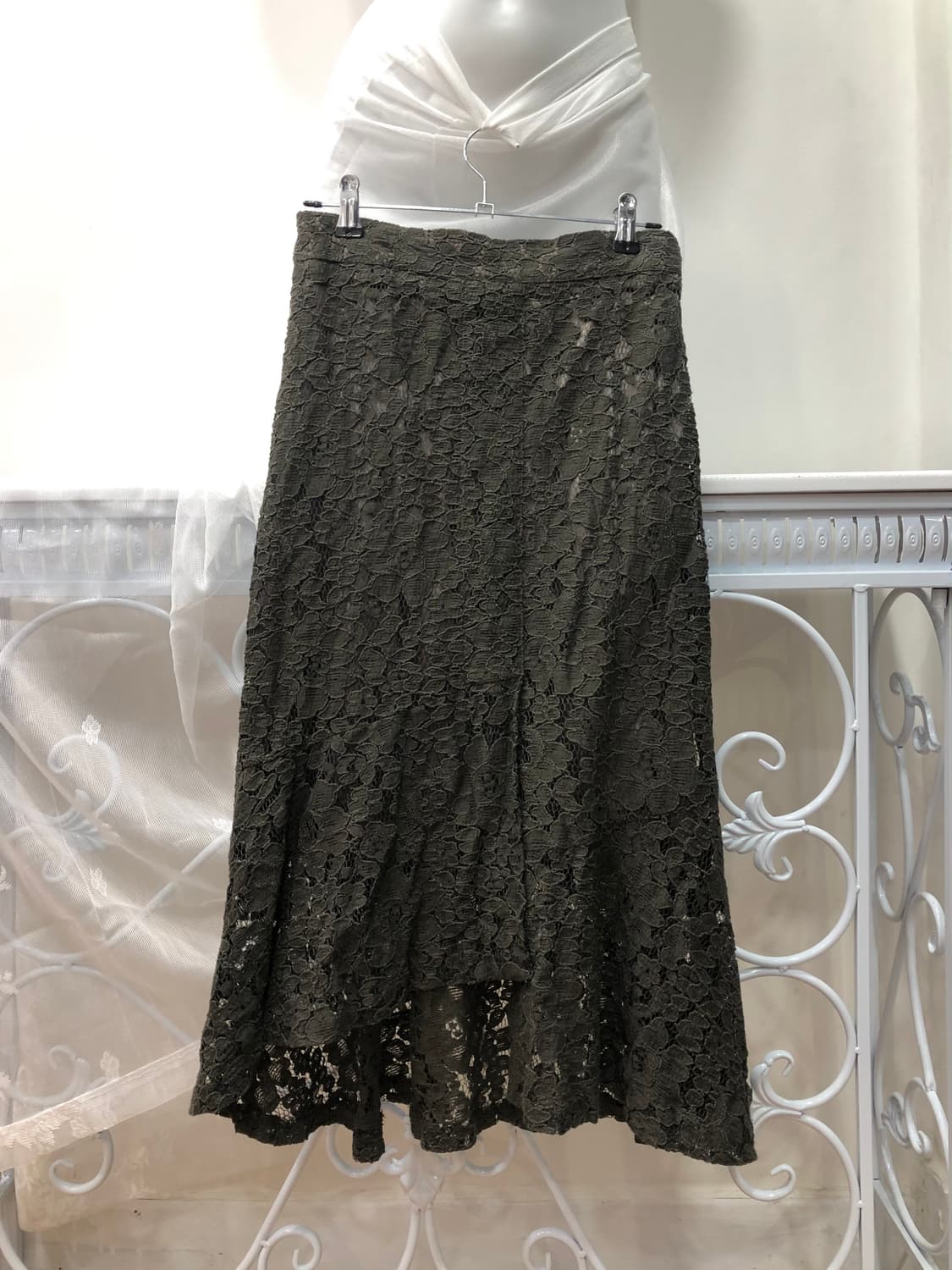 deep green floral lace long skirt 상품이미지1