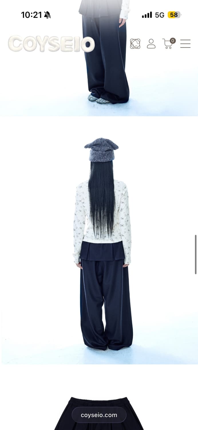 코이세이오 플리츠오버울팬츠 네이비 2사이즈 모델착용 상품이미지5