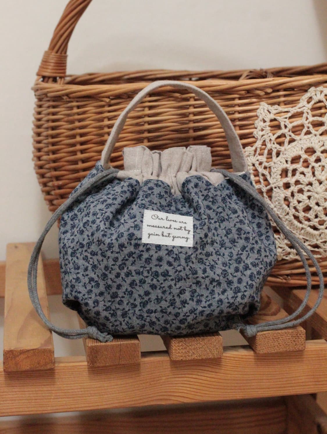 핸드메이드 손잡이 스트링 파우치 상품이미지4