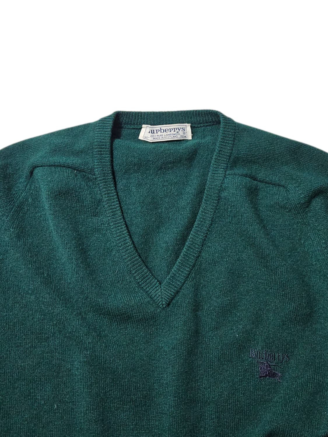 1990's 버버리 브이넥 니트 램스울 스코틀랜드 기마로고 40 상품이미지2