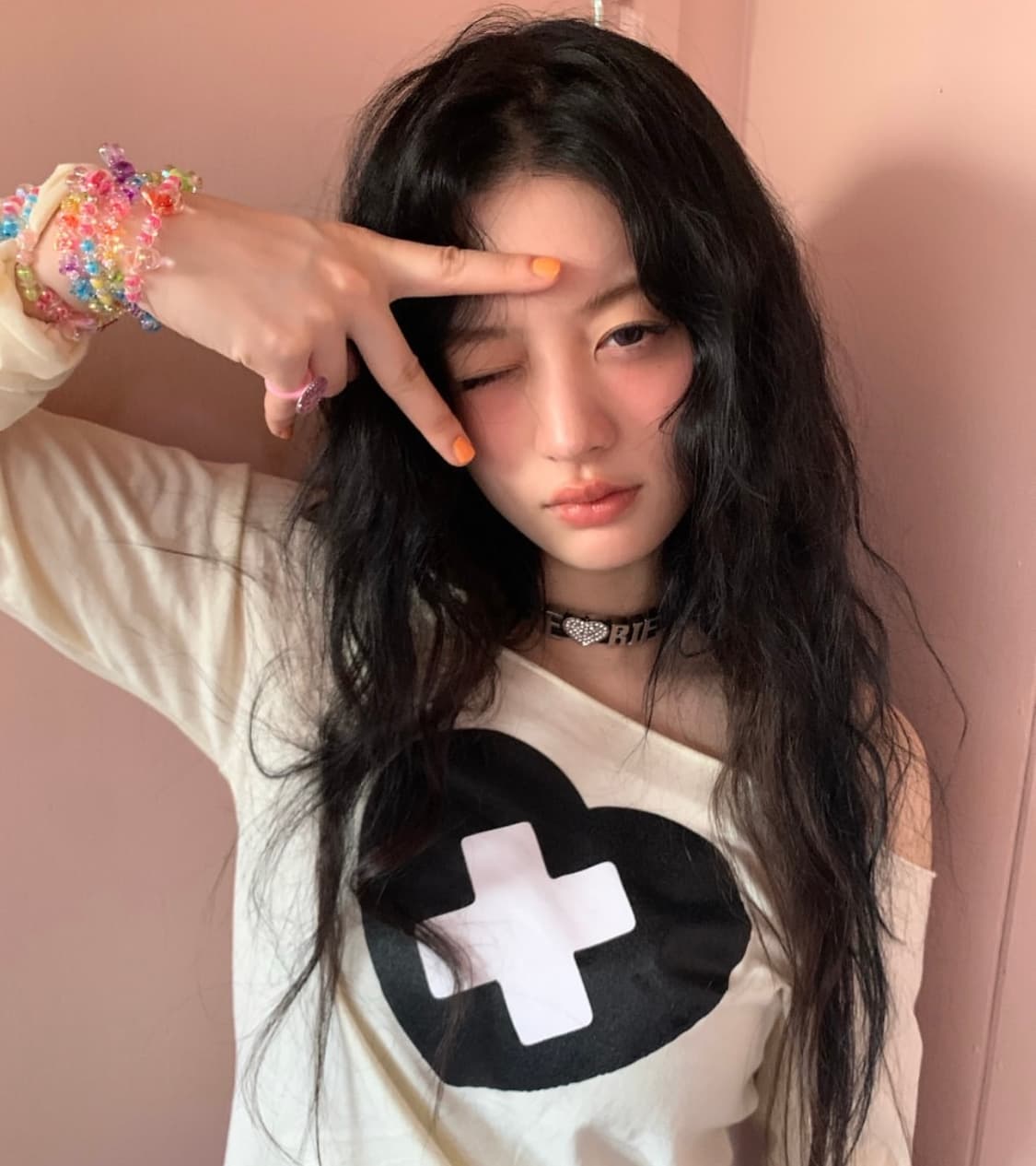 샵페어리 크로스 하트 컷오프 크림 상품이미지1