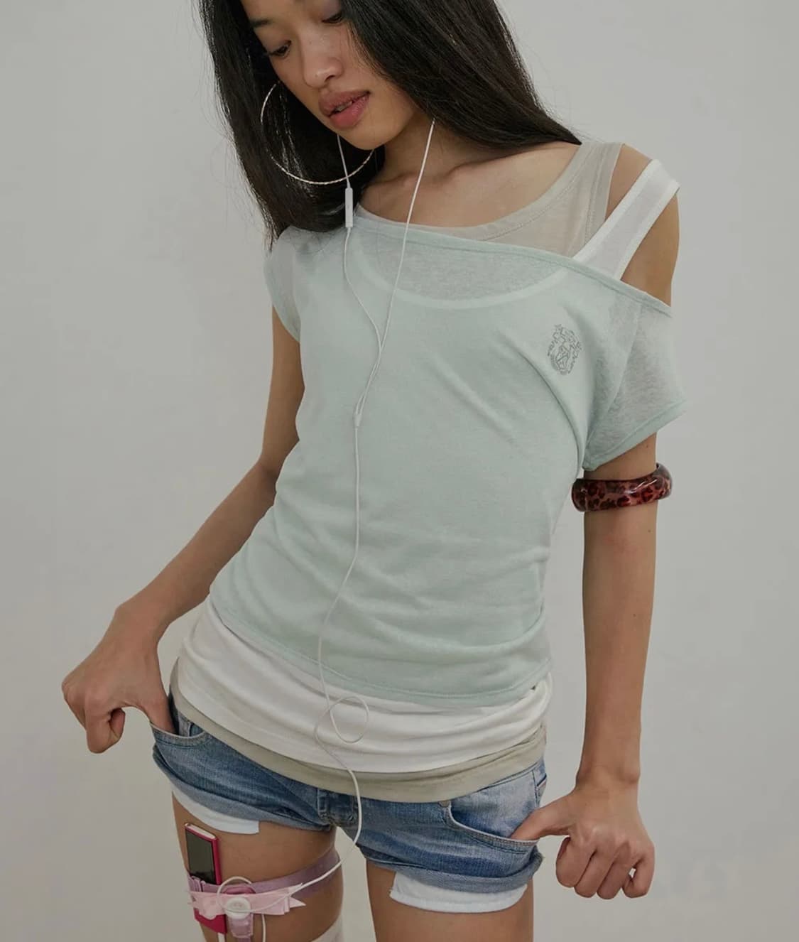 스컬프터 Lazy sleeveless layered tee mint 상품이미지1