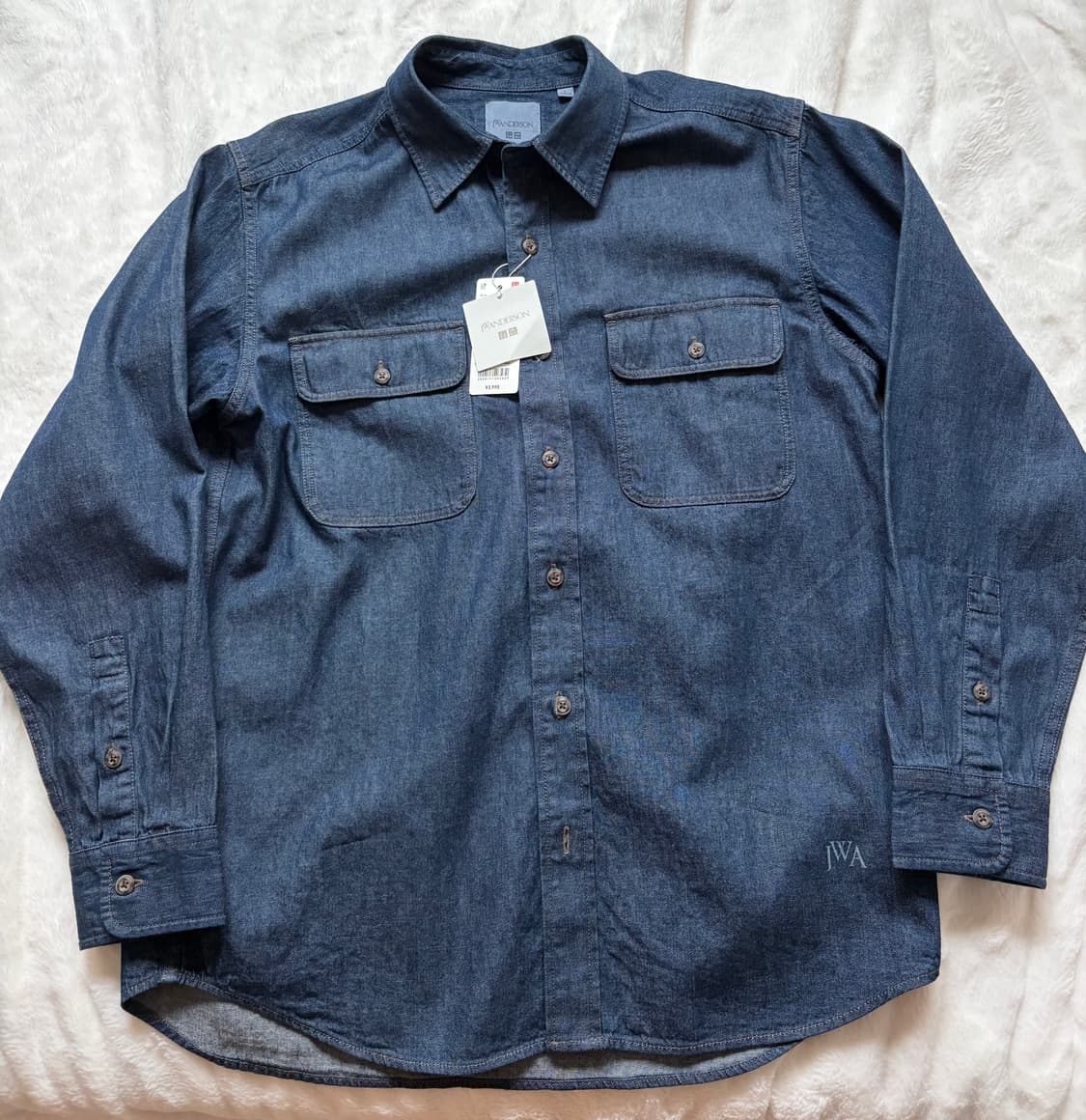 유니클로 jw앤더슨 데님 셔츠 68블루 진청 / L 상품이미지4