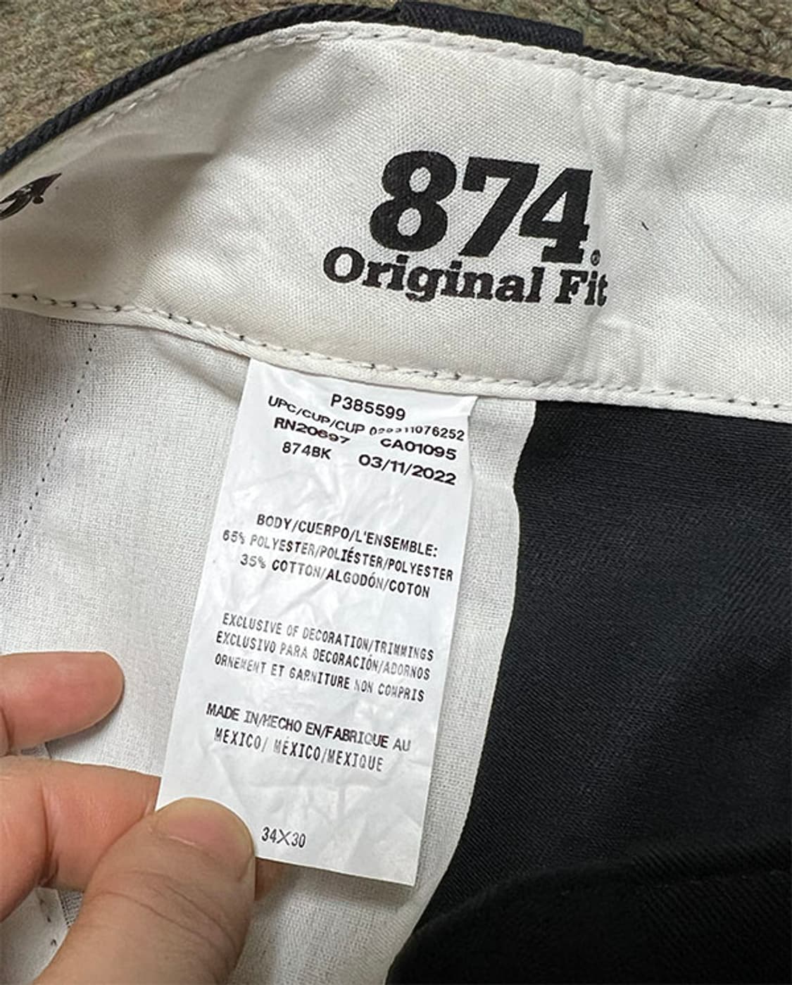 디키즈874 남자 워크팬츠 춘추 블랙 캐주얼 스트릿룩 L 32  상품이미지4