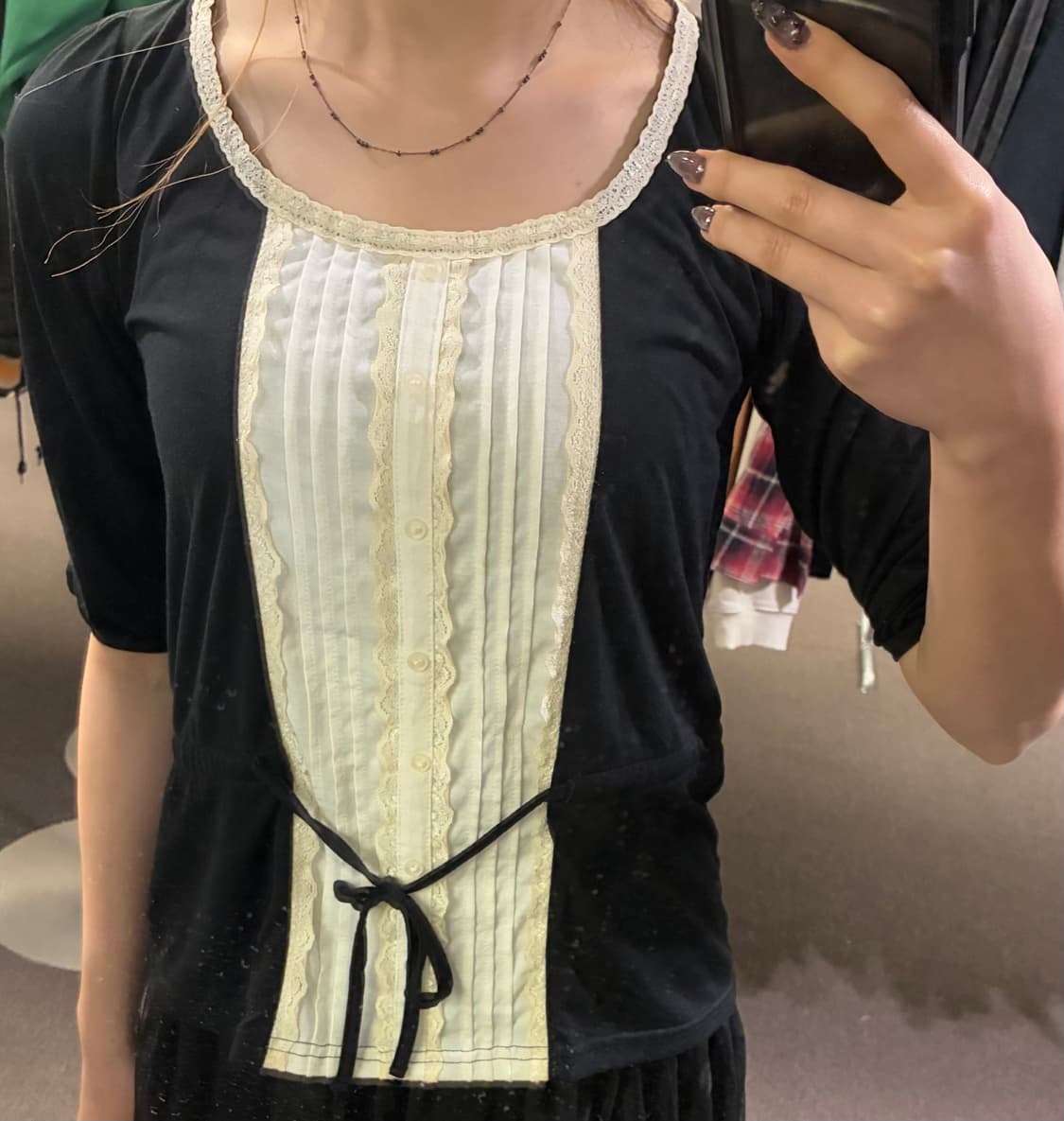 OS)Comme Ca Ism 여성 레이스 리본 롱슬리브 상품이미지1