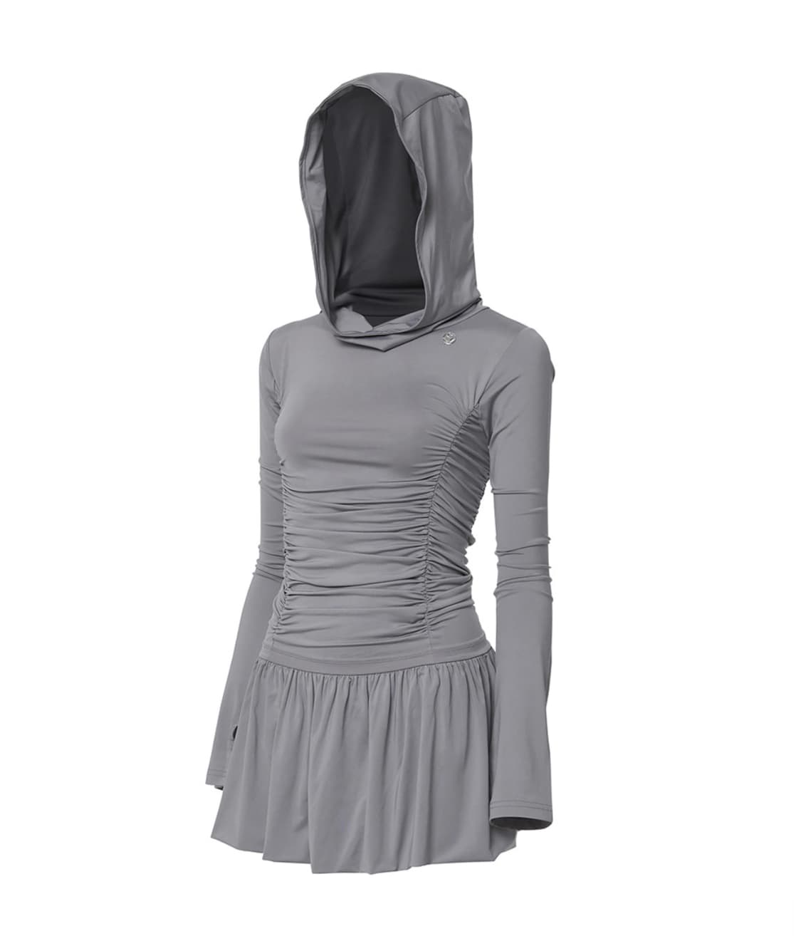 플레어업 Hooded High Neck Long Dress 그레이 상품이미지2