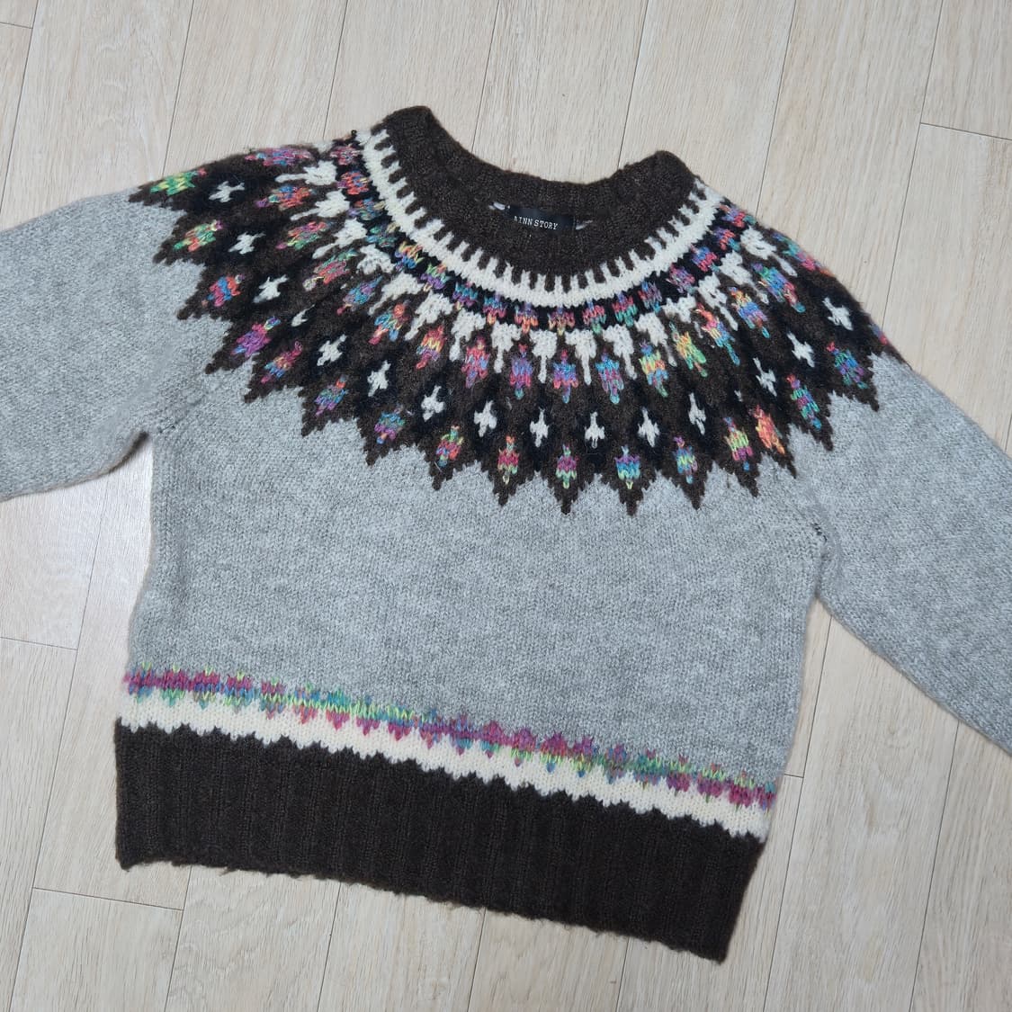 크롭 노르딕 패턴 니트 스웨터 상품이미지2