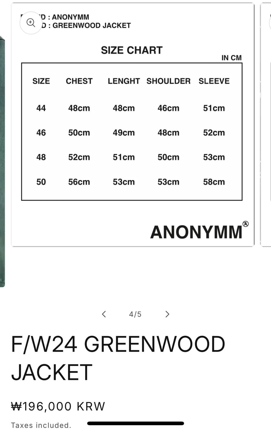 ANONYMM Greenwood jacket 50size 빈티지 상품이미지4