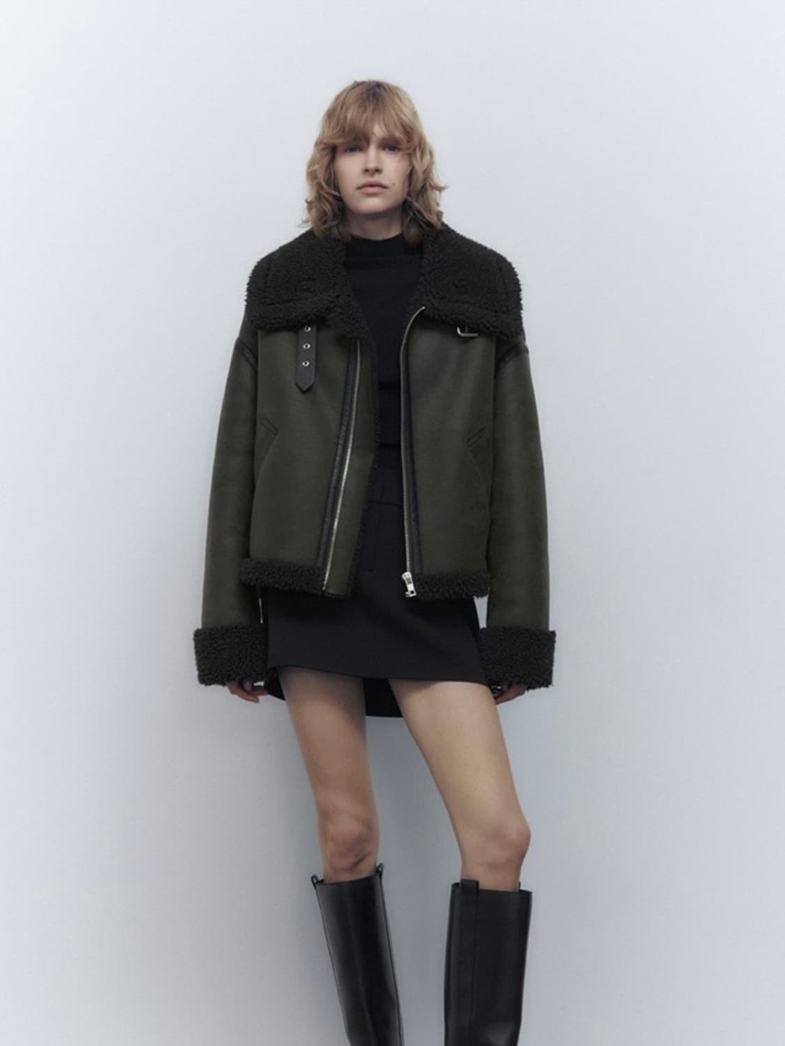 Zara 카키 무스탕 / 자라 더블 페이스드 무스탕 상품이미지5