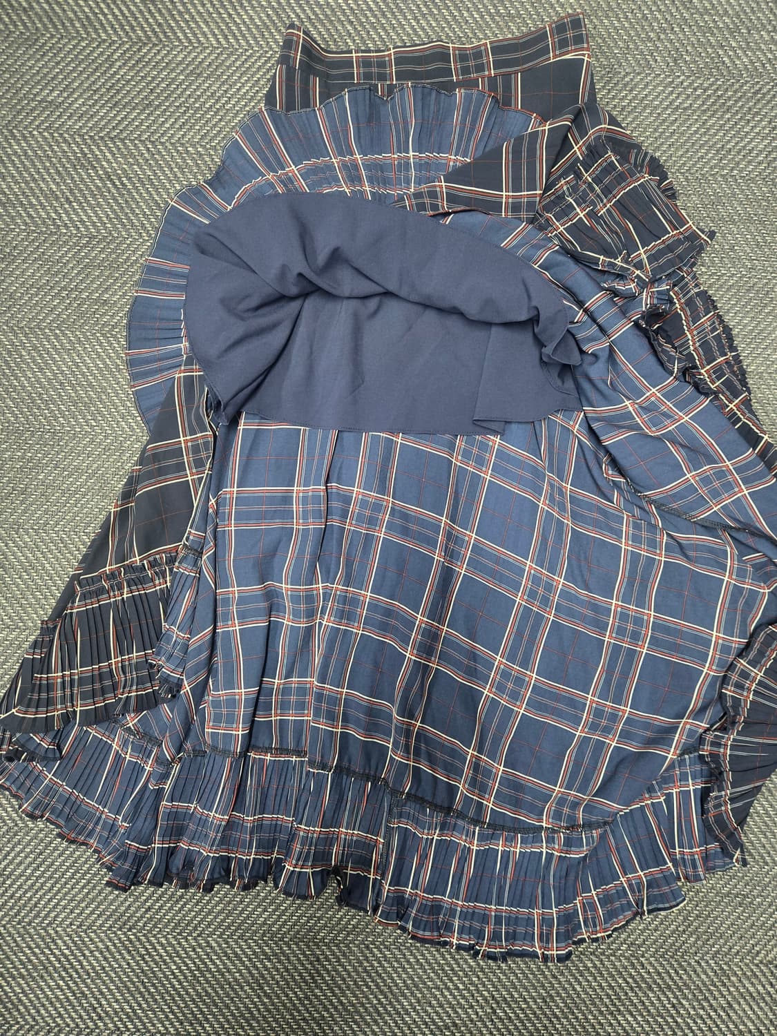 모어댄예스터데이 체크 패턴 프릴 캉캉 스커트 플리츠 밴딩치마 상품이미지5