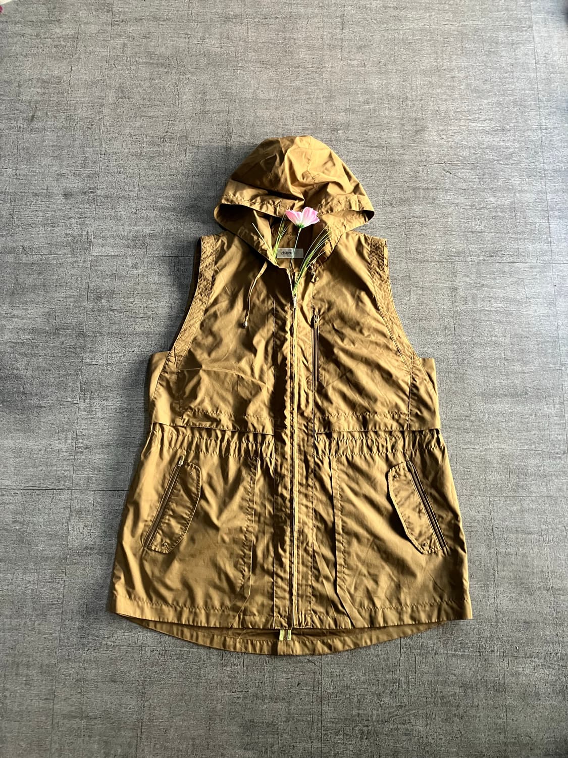 일본빈티지 Zhen 올드스쿨아메카지 보헤미안 사파리 후드롱베스트조끼 상품이미지1