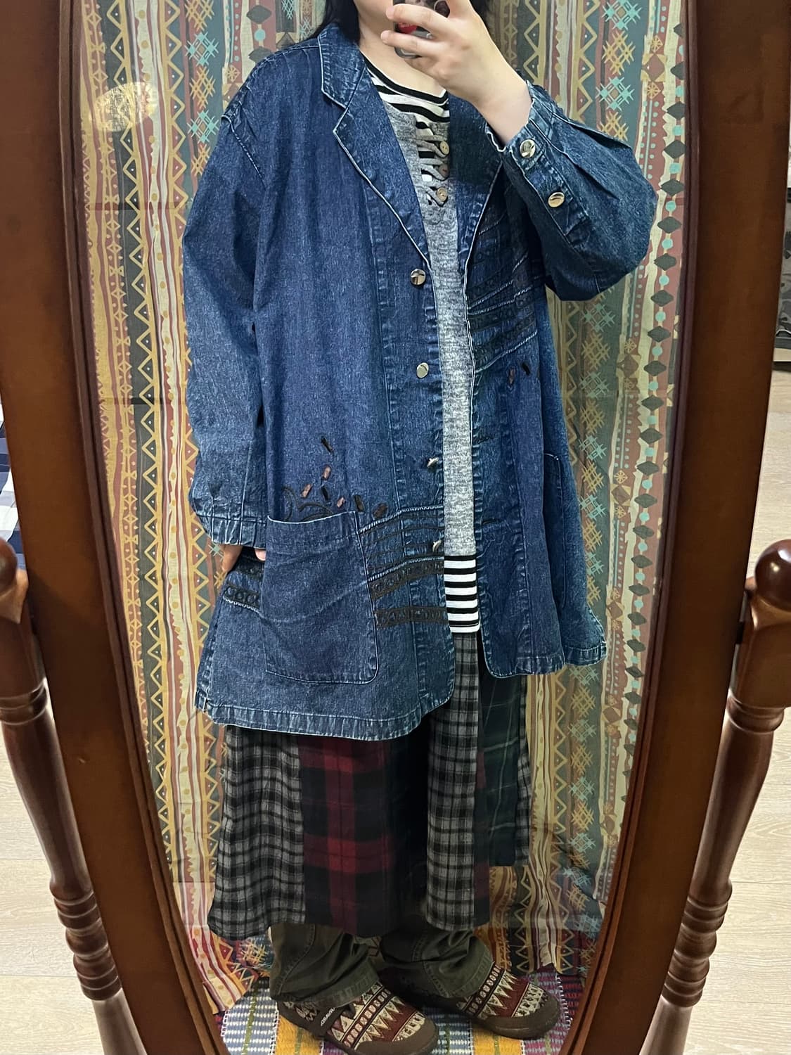 오버사이즈 자수 데님 재킷 상품이미지3