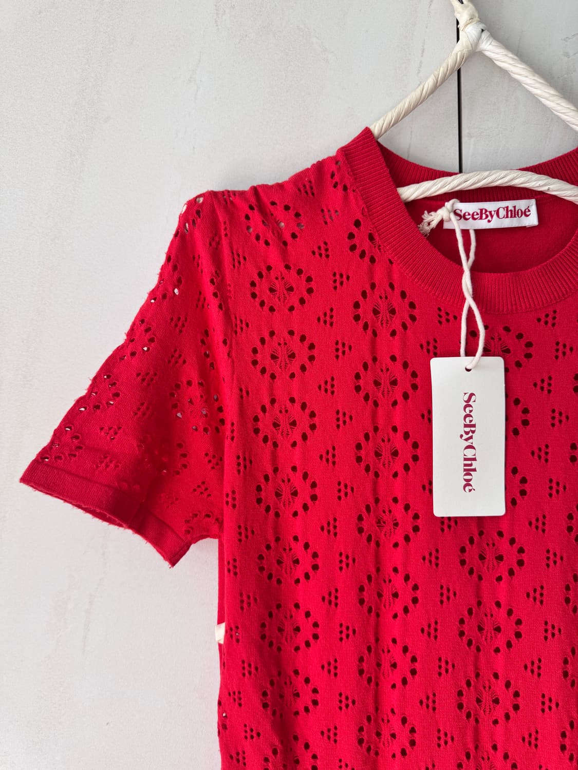 텍있는 새상품 See By Chloé 레드 레이스 원피스40(55사이즈4 상품이미지5