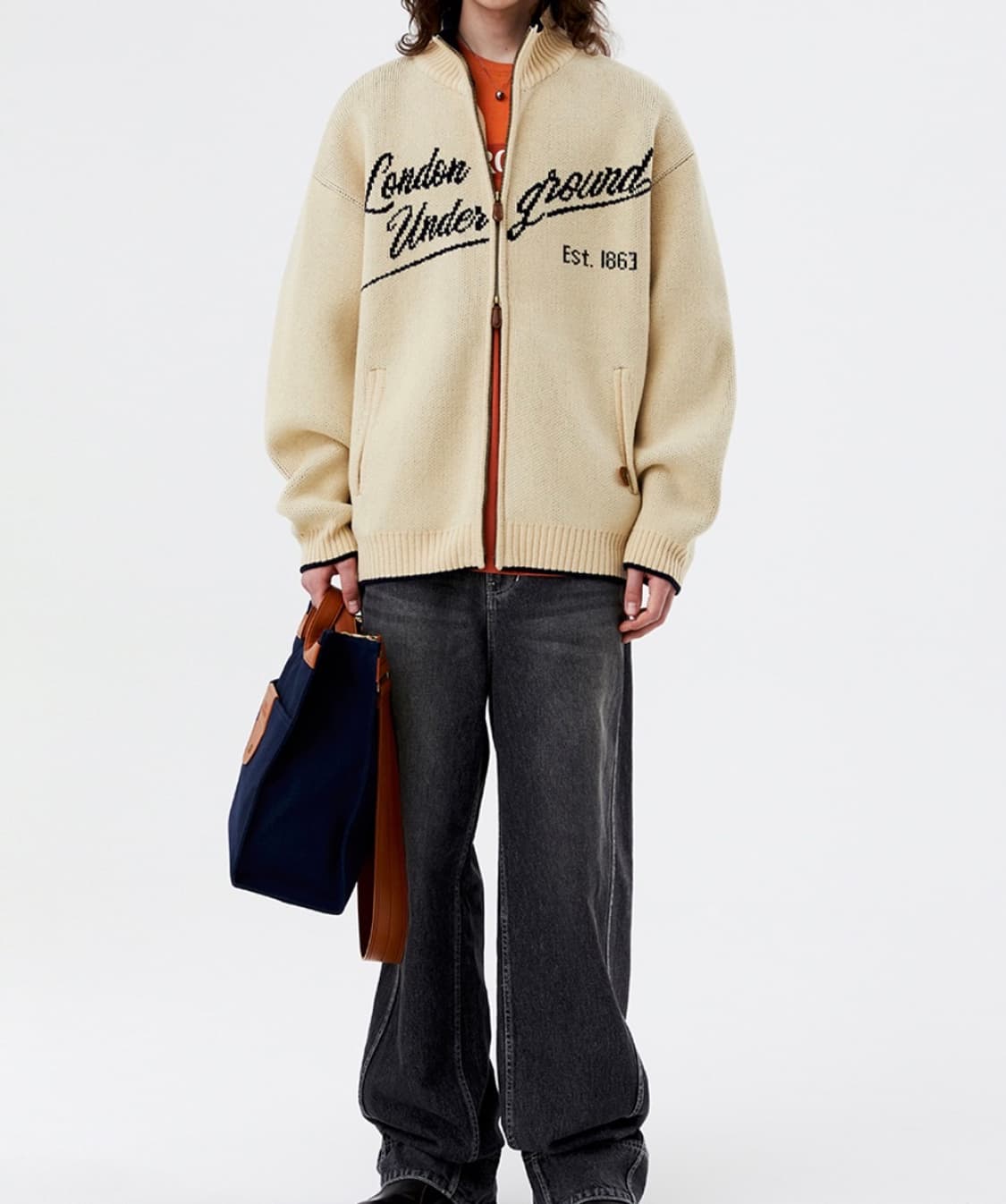 [L] 런던언더그라운드 자카드 집업 가디건 상품이미지5