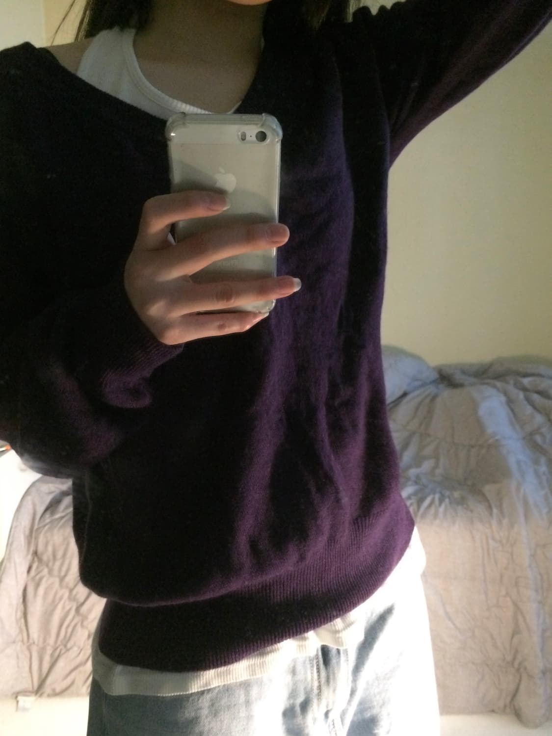 purple V-neck knit 상품이미지3