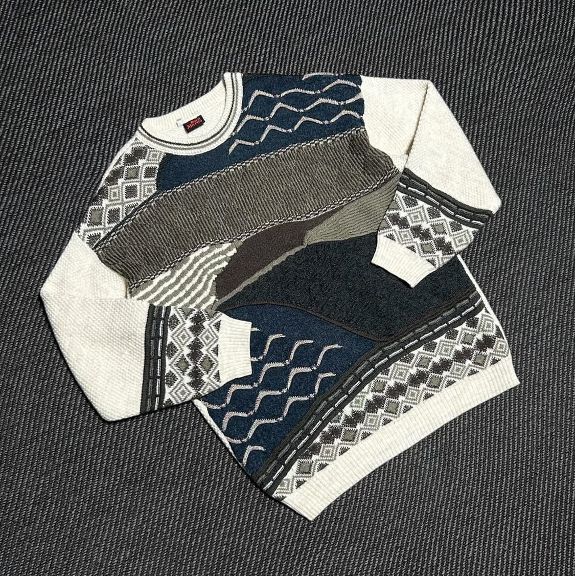 [M] San marco 빈티지 패턴 아크릴 라운드 니트 상품이미지2