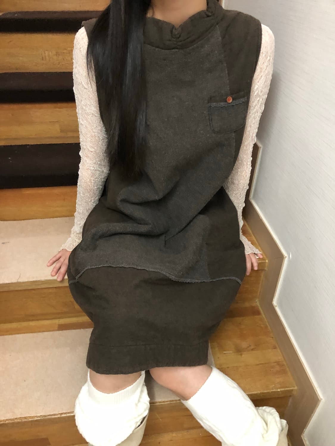 빈티지 다크 브라운 롱 스커트 상품이미지6