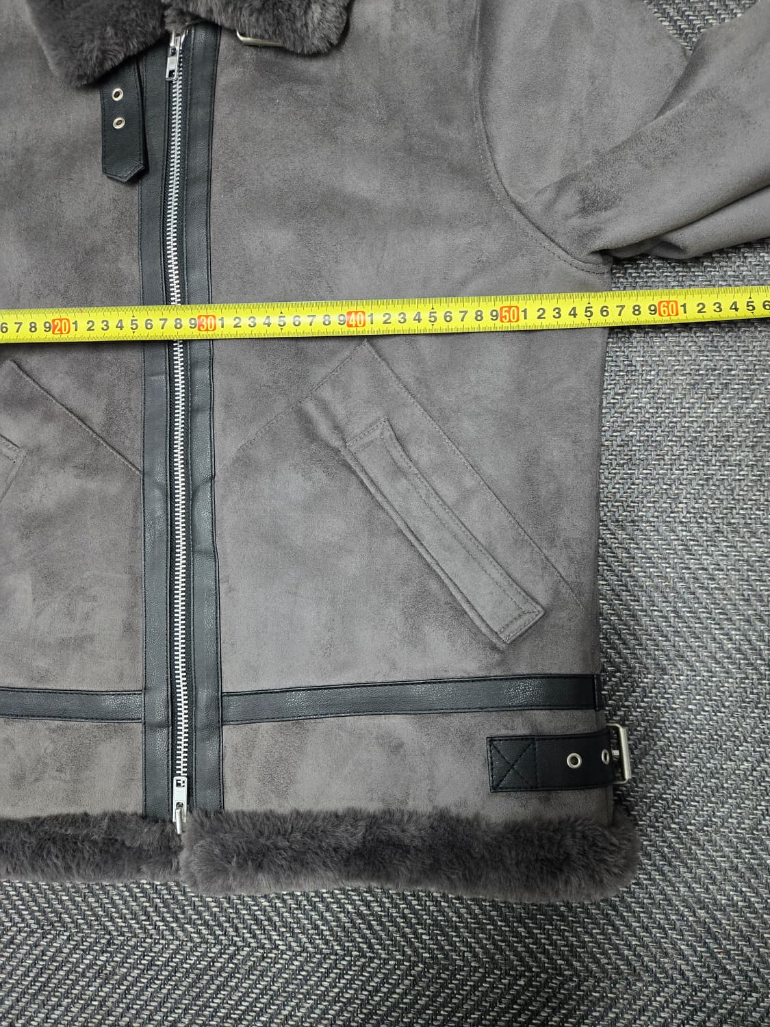 도프제이슨 솔리드 스웨이드 무톤 자켓 무스탕 그레이 상품이미지7