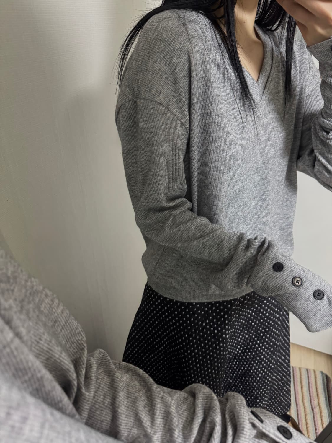 Vintage Gray Button Knit 상품이미지4