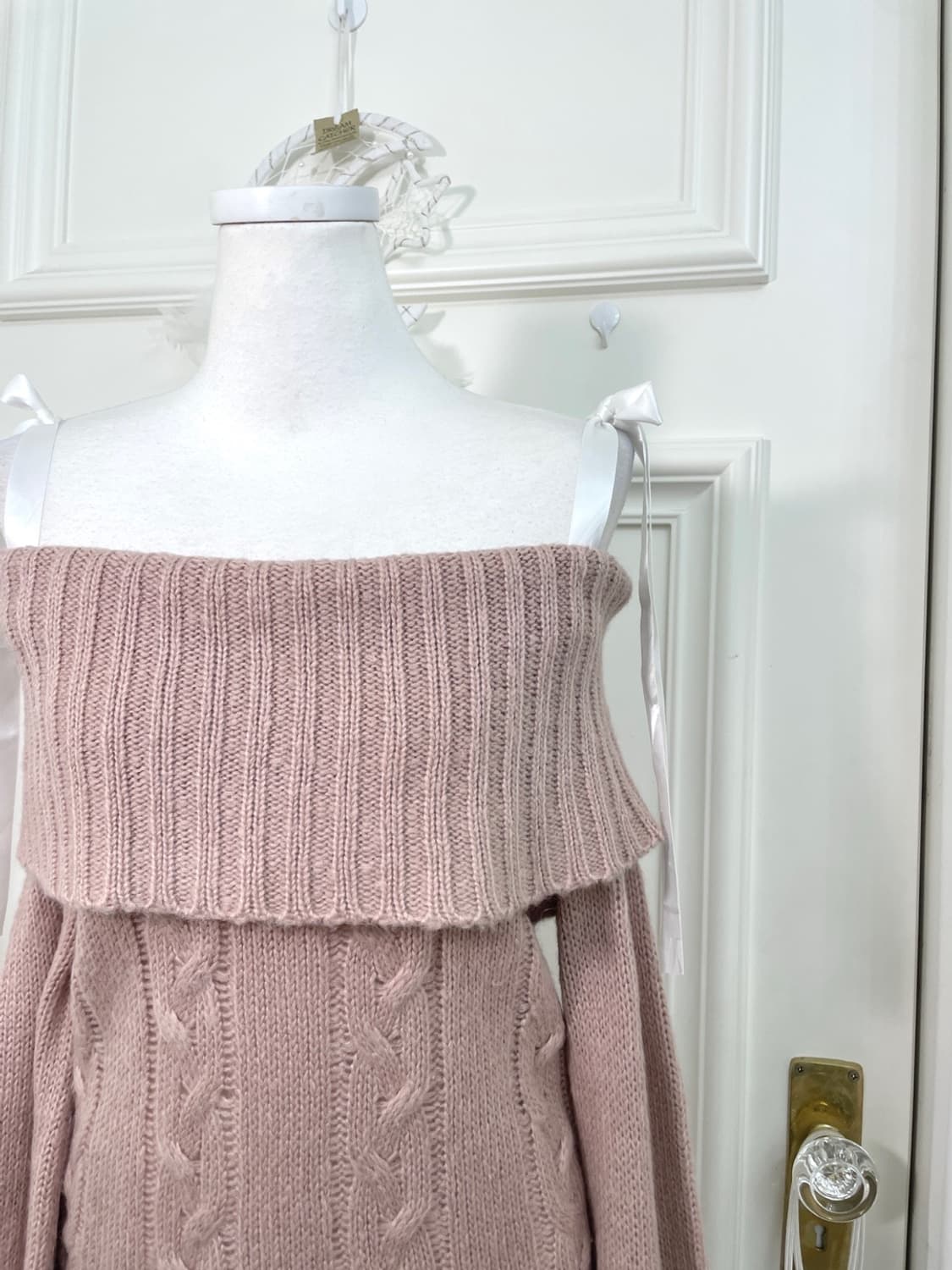 ANK ROUGE indi pink bow off-shoulder swe 상품이미지6