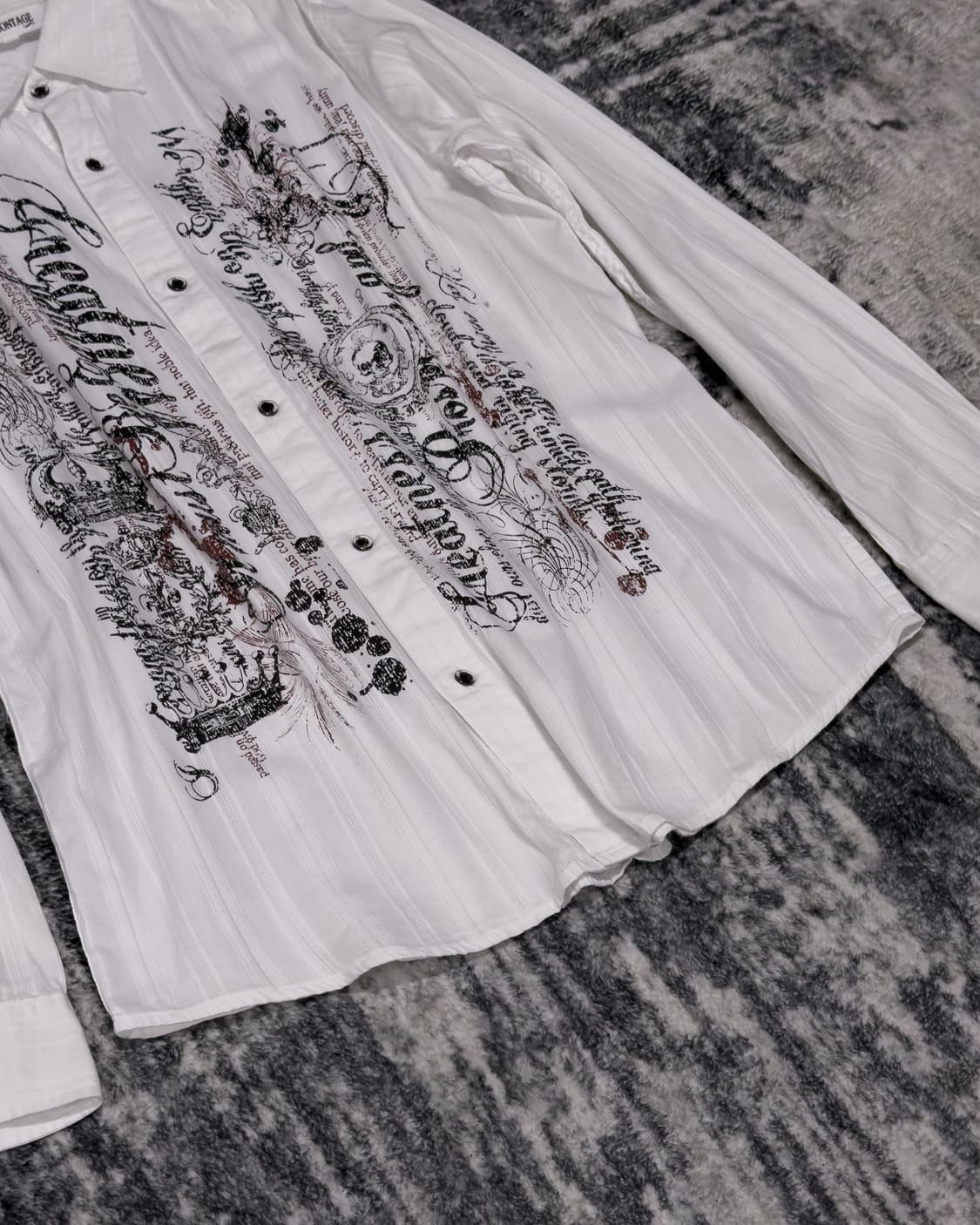 {UNKNOWN} Punk Graphic Striped Shirt  상품이미지4