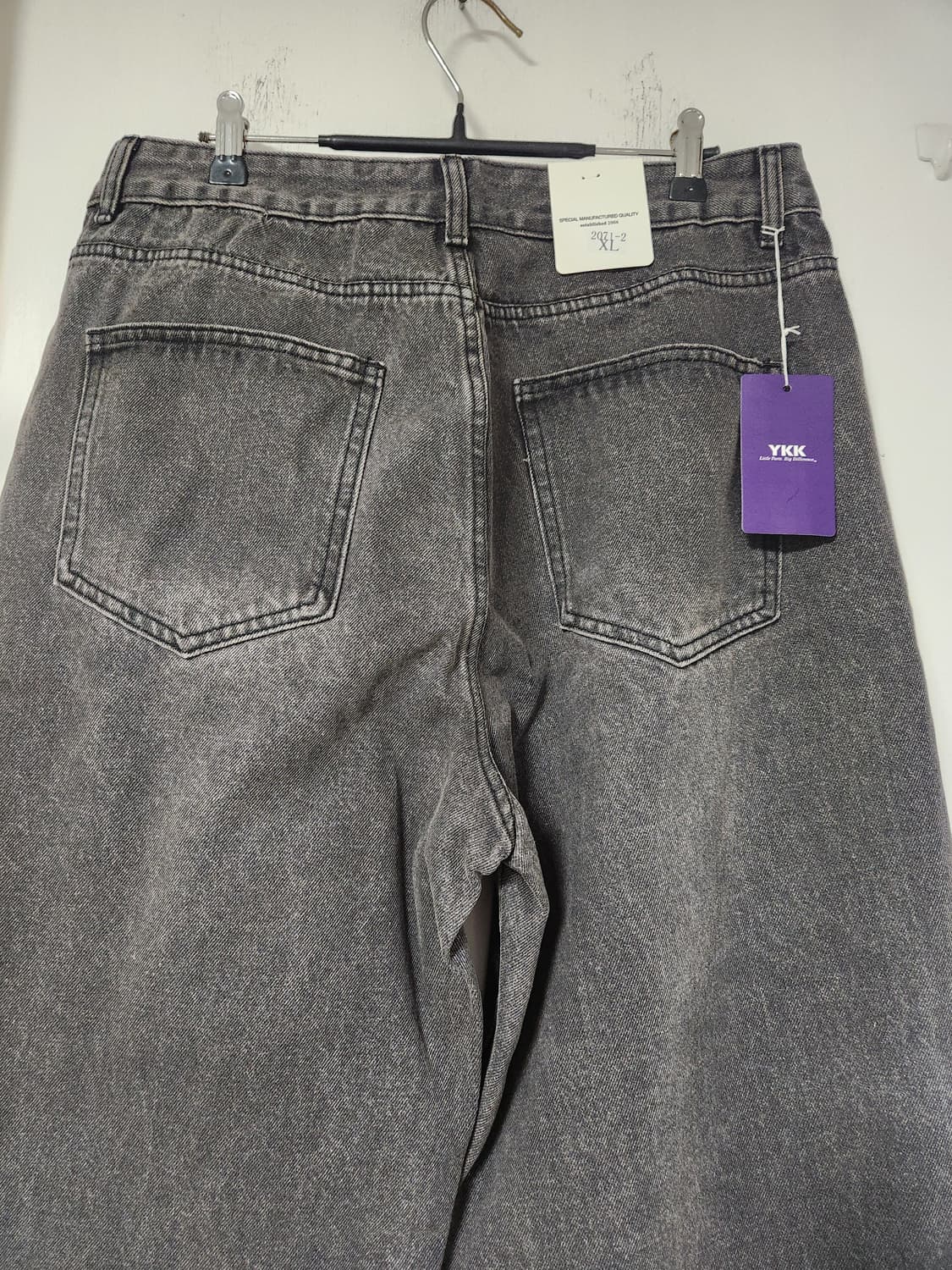 새옷)YKK 블랙 데님 와이드 팬츠 XL(32) 상품이미지4