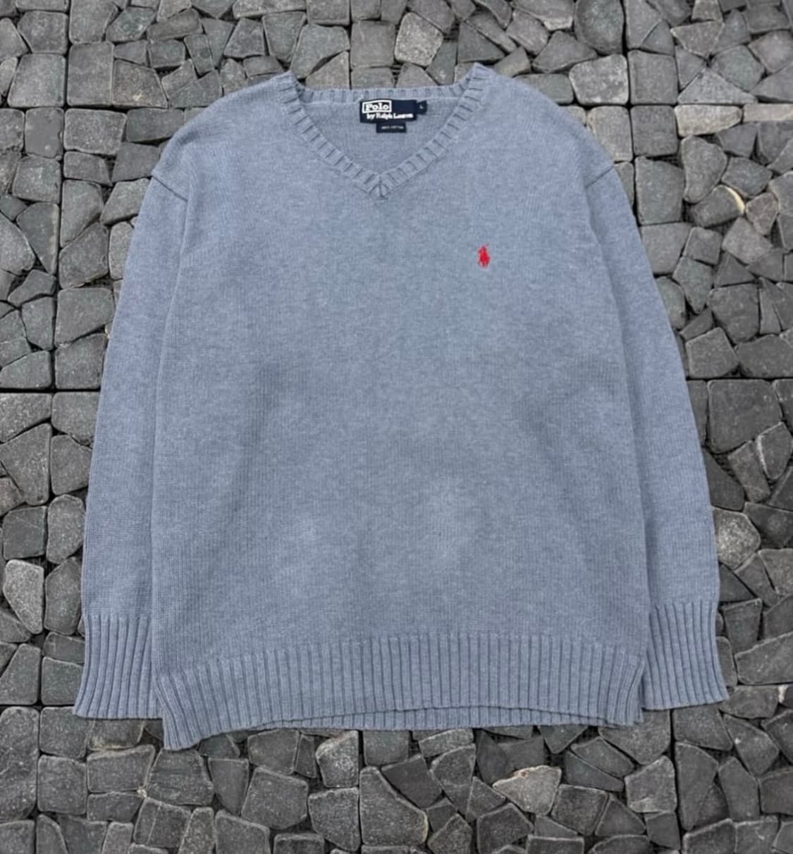 폴로 소라 브이넥 니트 L 상품이미지1