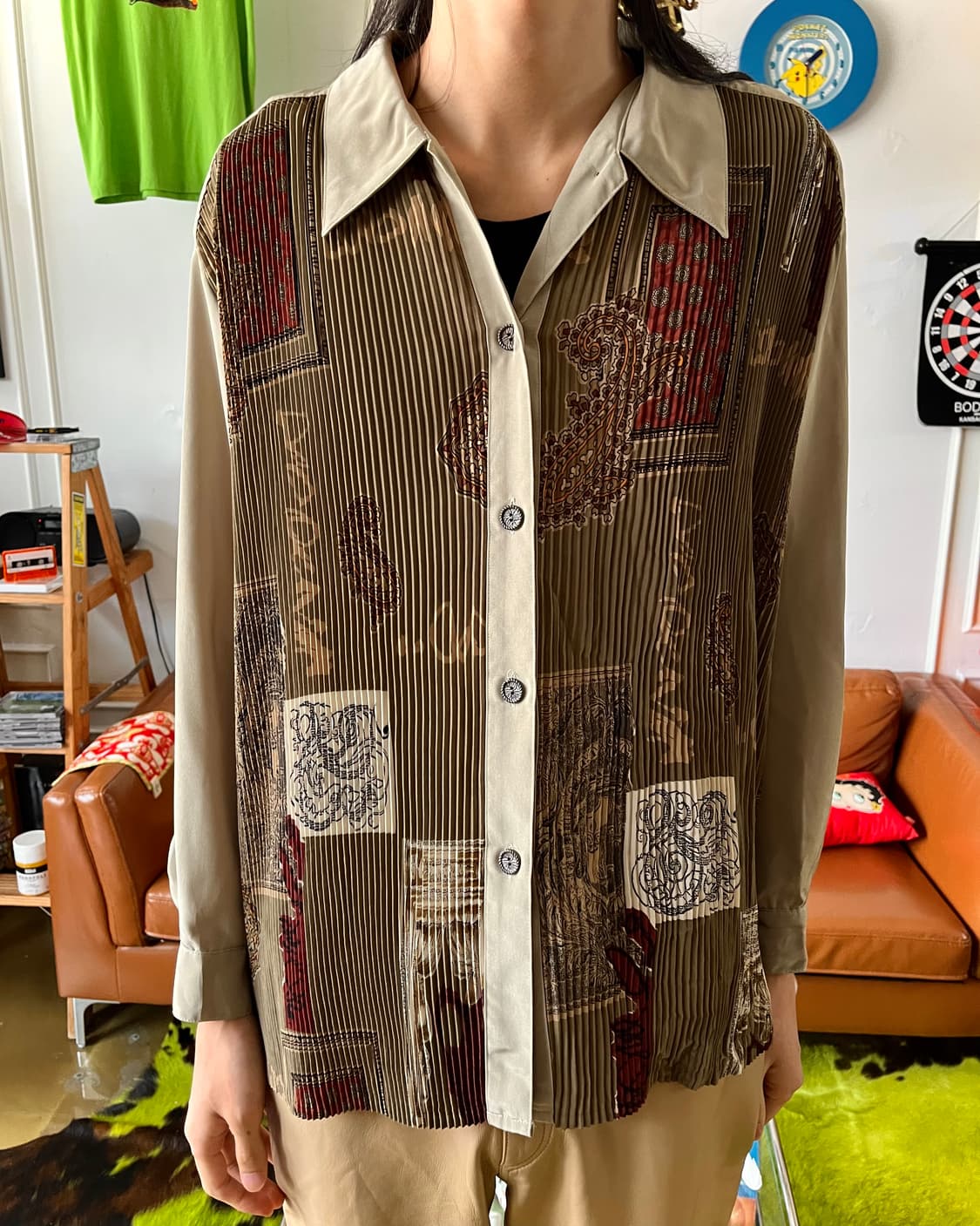 1980-90s Vinidian Antique Pleats Shirt 상품이미지2
