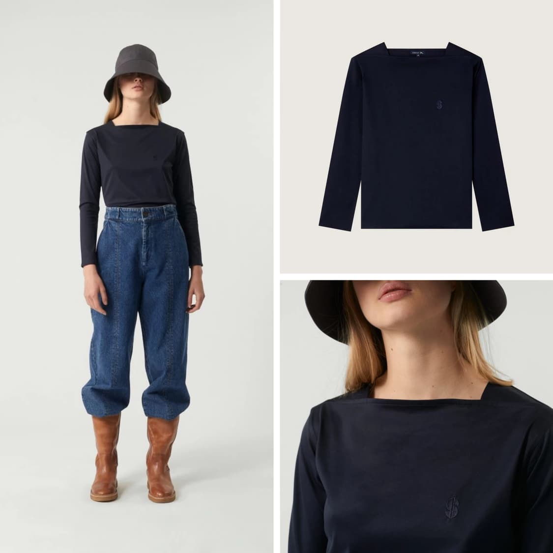 쉐르 soeur 22 코튼 보트넥 티셔츠 상품이미지2