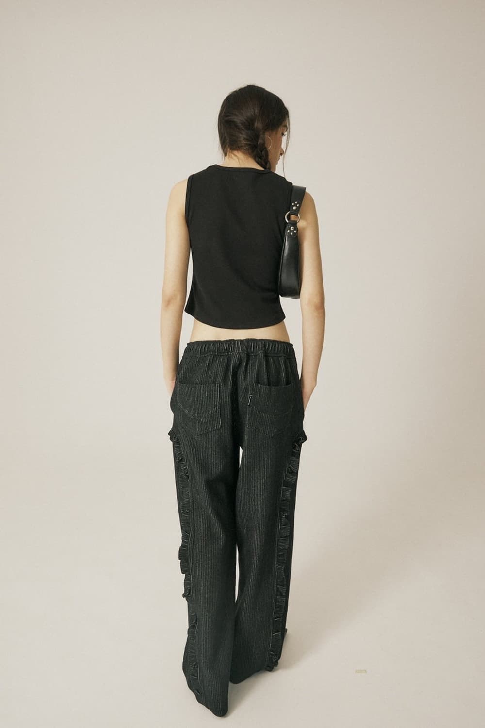 Cotton Stripe Pants Black 상품이미지2