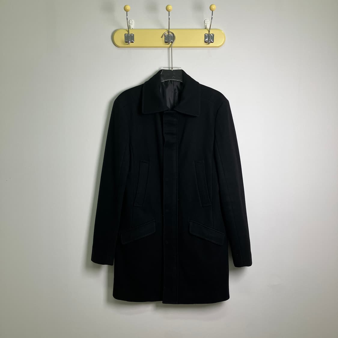 아르마니 익스체인지 블랙 히든 버튼 코트 S 상품이미지1