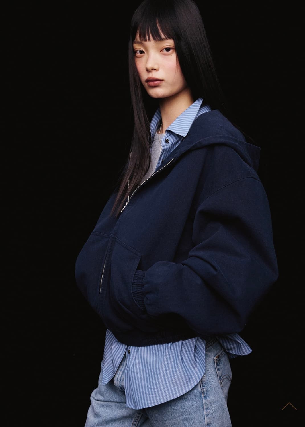 리본빛 허그 후디 자켓 네이비 새상품 상품이미지2