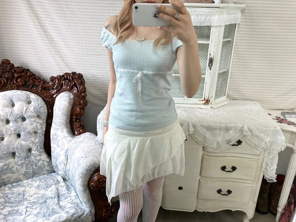 화이트 레이스 프릴 스커트 상품이미지6