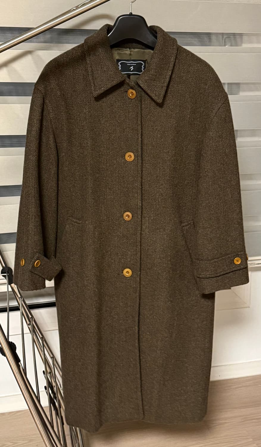 모데스트무드 누벨코트 카키브라운 헤링본코트 상품이미지3