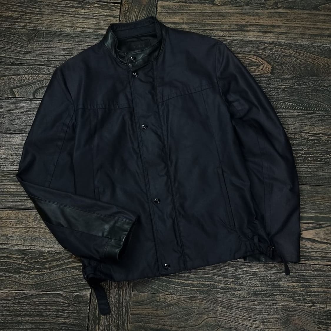 [타임] 레더 트리밍 폴리쉘 집업 자켓 네이비 M17439 상품이미지1