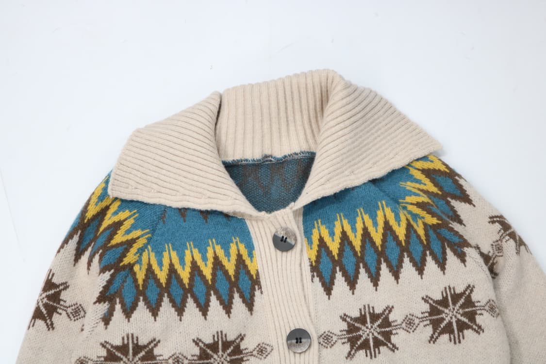 빈티지 노르딕 패턴 숄칼라 헤비 니트 가디건 상품이미지3