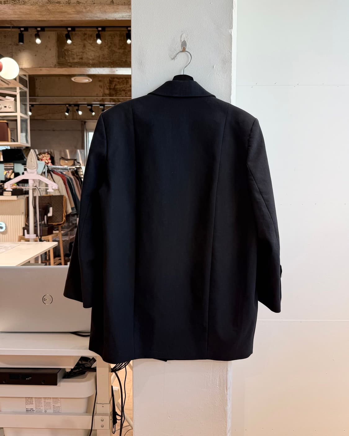 가니 블랙 코튼 수팅 오버사이즈 블레이저 자켓  상품이미지7