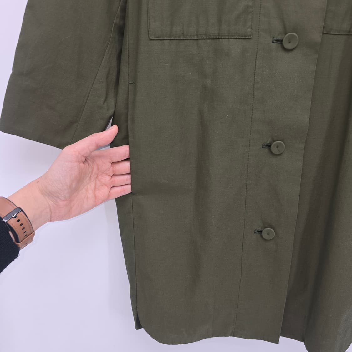 KUHO 카키색 롱 셔츠 코트 상품이미지7