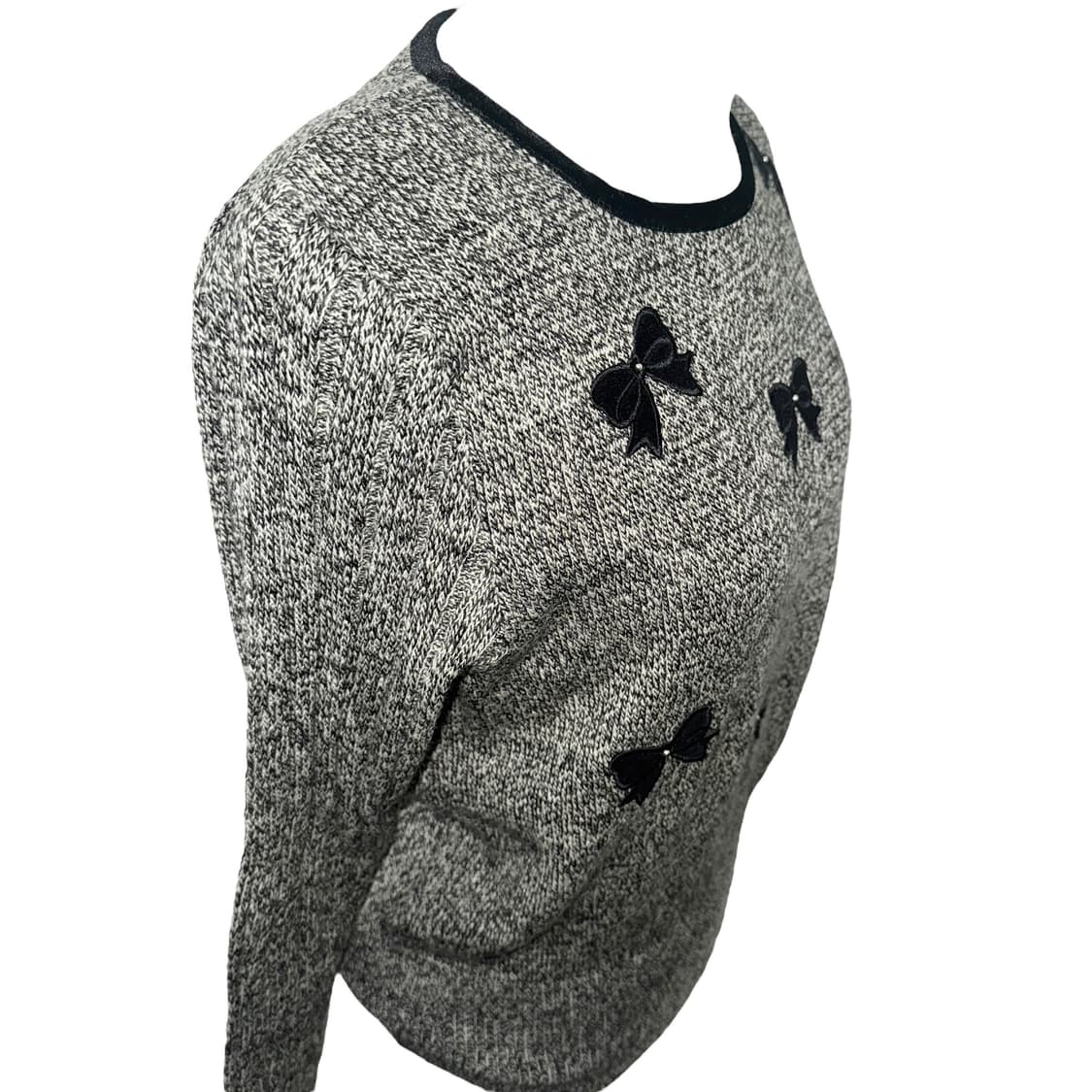 Delicate Grey Ribbon Knit Top 상품이미지5