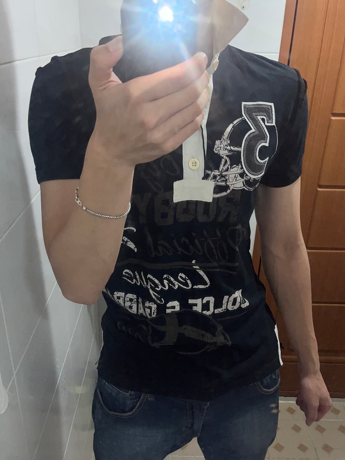 Dolce & Gabbana Y2K럭비 프린팅 폴로 티셔츠 블랙 상품이미지1